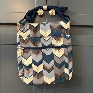 New thirty one Chevron Patterned Navy Shoulder Bag